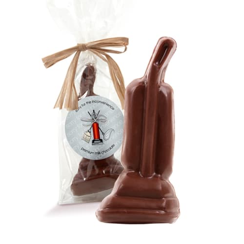 Astor Chocolate "Sorry for the Inconvenience" Milk Chocolate Vacuum in Cello Bag